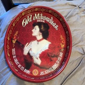Oval Victorian Lady Old Milwaukee Beer Tray by Jos. Schlitz Brewing Comp…